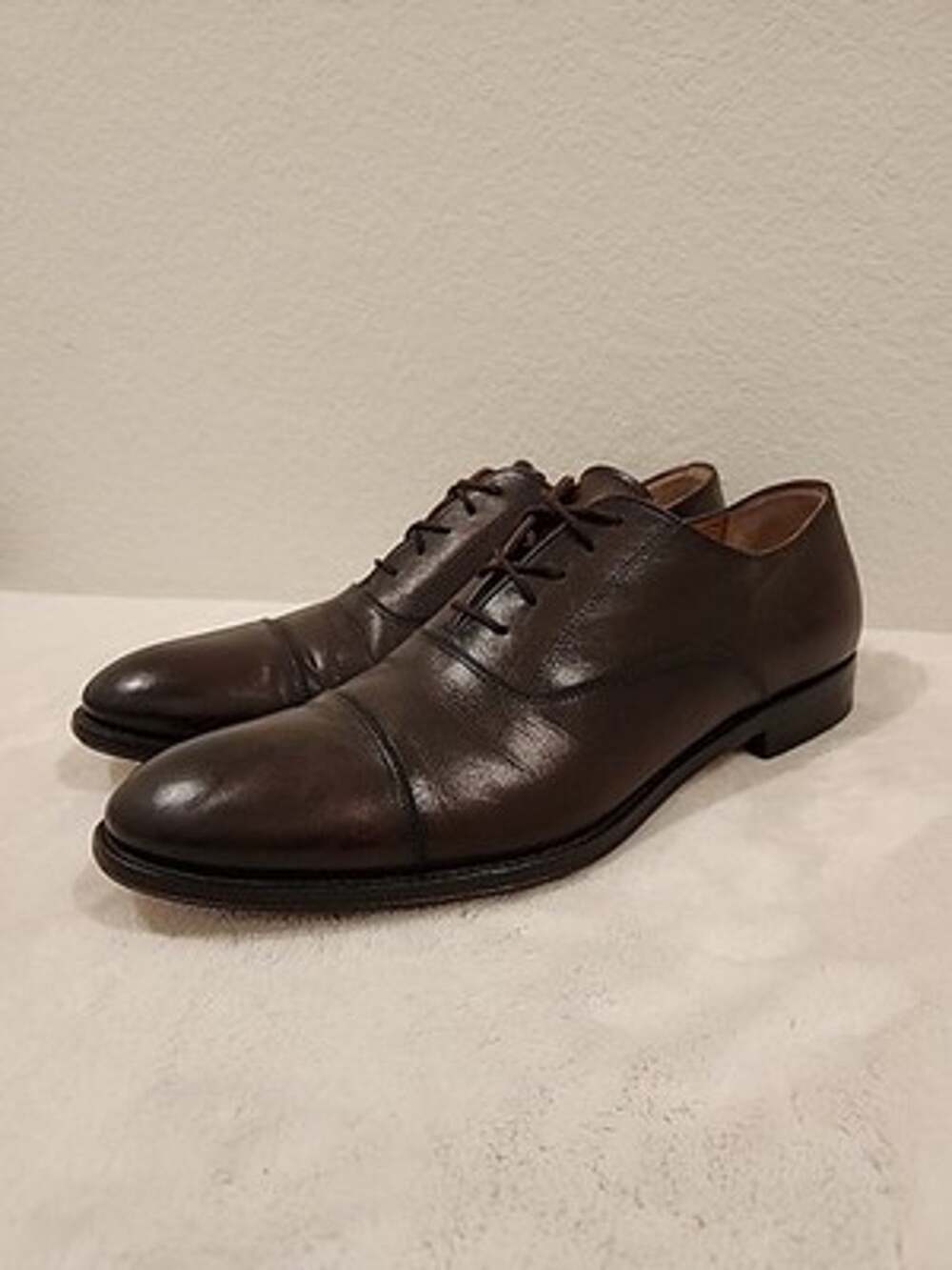 Men's 10.5 Antonio Maurizi Italian Leather EU 44 Dark Brown Dress Shoes